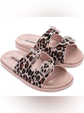 Mini Melissa Leopard-print Jelly Wide Double-buckle Girls Sandals  Size 1